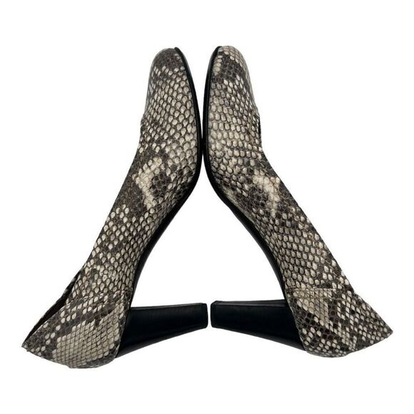 AGL Pumps Shoes Women's 39.5 Multi-Color Almond Toe Snakeskin Embossed Leather - Picture 7 of 12